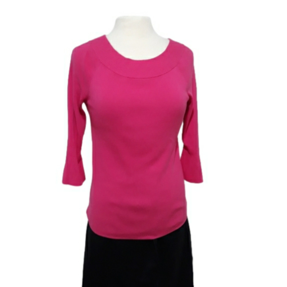 Talbots knit 3/4 sleeve fuchsia Top size small